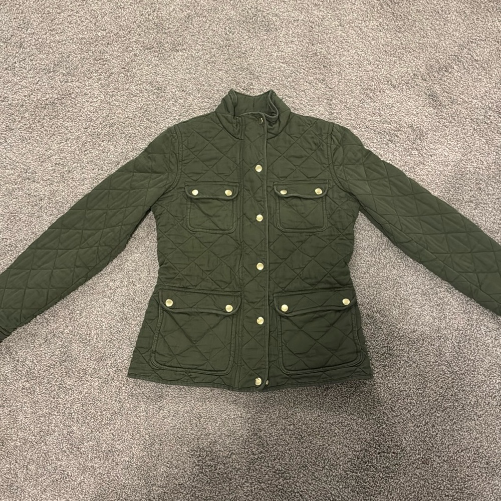 JCREW green quilted downtown field jacket xs